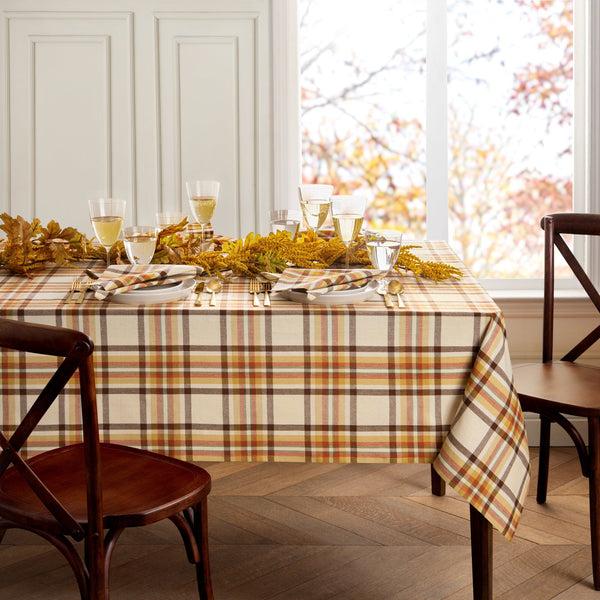 elrene Russet Harvest Woven Plaid Tablecloth