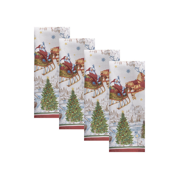 Elrene Santa’s Snowy Sleighride Napkins Set Of 4