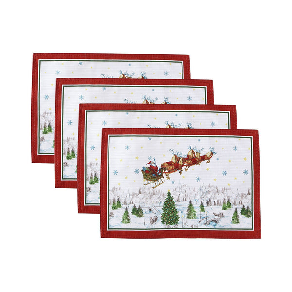Elrene Santa’s Snowy Sleighride Placemat Set Of 4