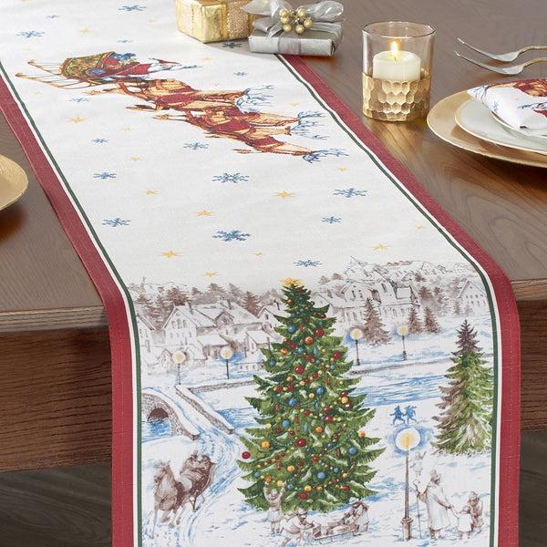 Elrene Santa’s Snowy Sleighride Table Runner