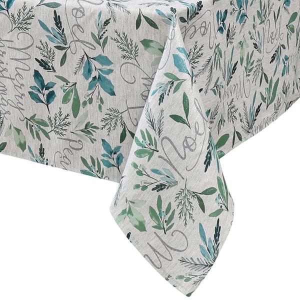 Elrene Seasons Greetings Holiday Fabric Tablecloth