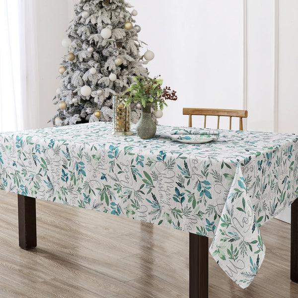 elrene Seasons Greetings Holiday Fabric Tablecloth