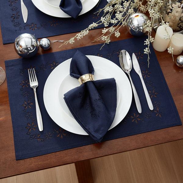 Elrene Snowflake Laser Cut Napkins Set Of 4