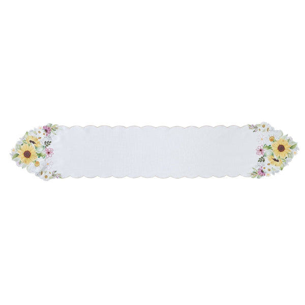 Elrene Sunflower And Daisies Cutwork Table Runner