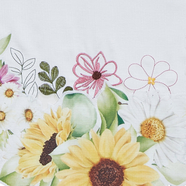 Elrene Sunflower And Daisies Cutwork Tablecloth