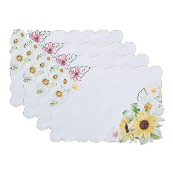 Elrene Sunflower And Daisies Placemats Set Of 4