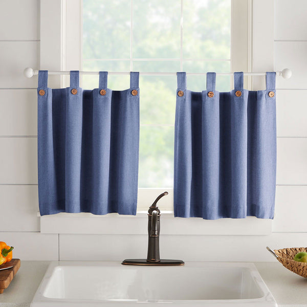 Elrene Tucker Solid Button Window Tier Set & Valance