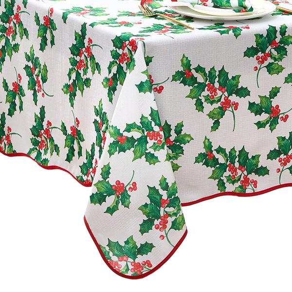 Elrene Vintage Holly Scallop Border Tablecloth
