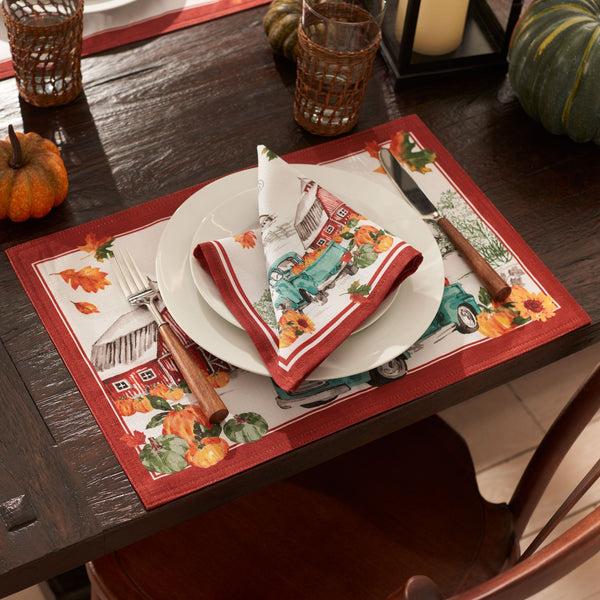 Elrene Farm Fresh Pumpkin Truck Fall Napkin Set Of 4