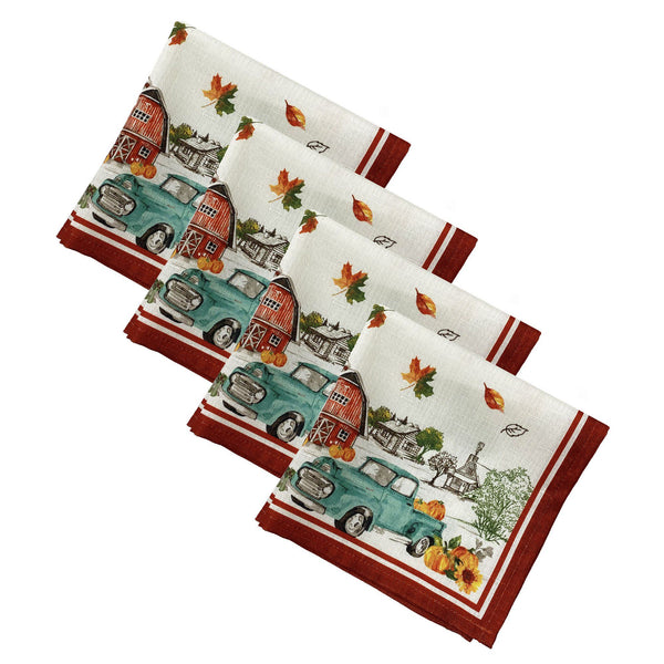 elrene Farm Fresh Pumpkin Truck Fall Napkin Set of 4