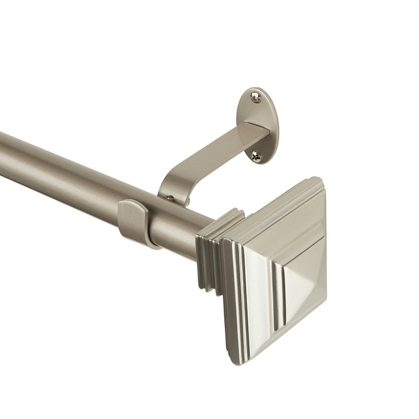Elrene Florence 1" Window Drapery Single Curtain Rod With Stacked Square Finial