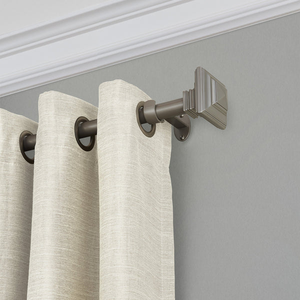 Elrene Florence 1" Window Drapery Single Curtain Rod With Stacked Square Finial