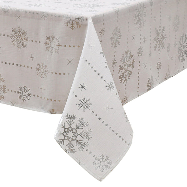 Elrene Foil Wonderland Snowflake Holiday Fabric Tablecloth