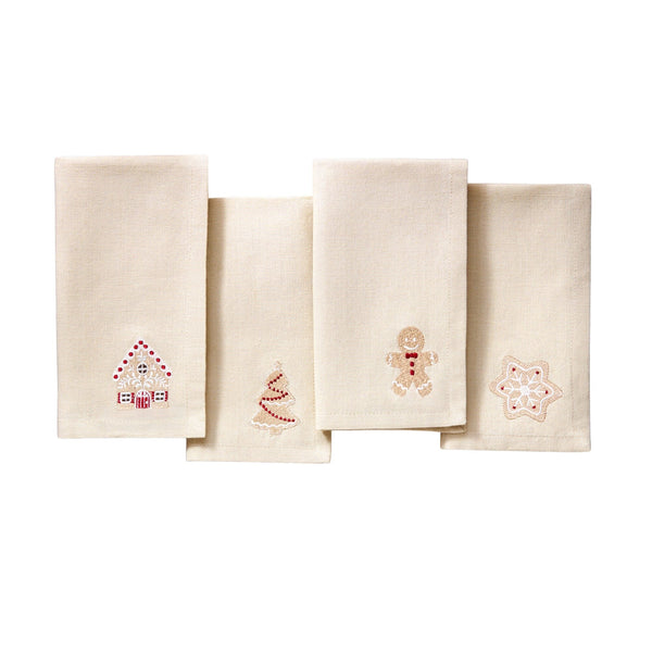 Elrene Gingerbread Bliss Embroidered Cotton Napkins Set Of 4