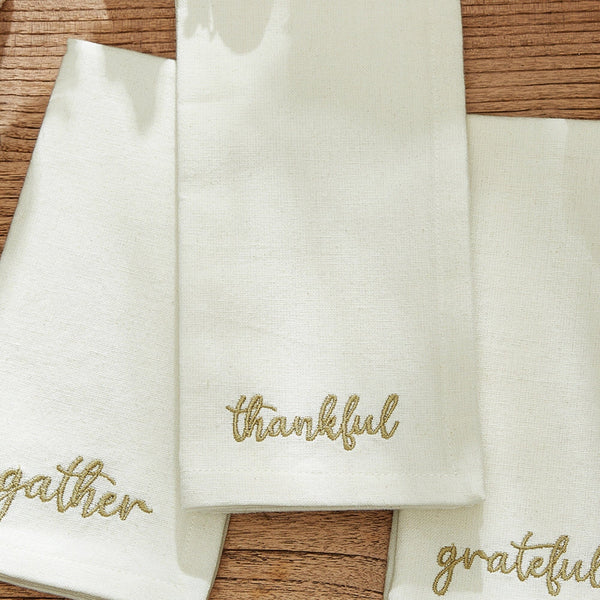 Elrene Harvest Sentiment Embroidered Napkins Set Of 4