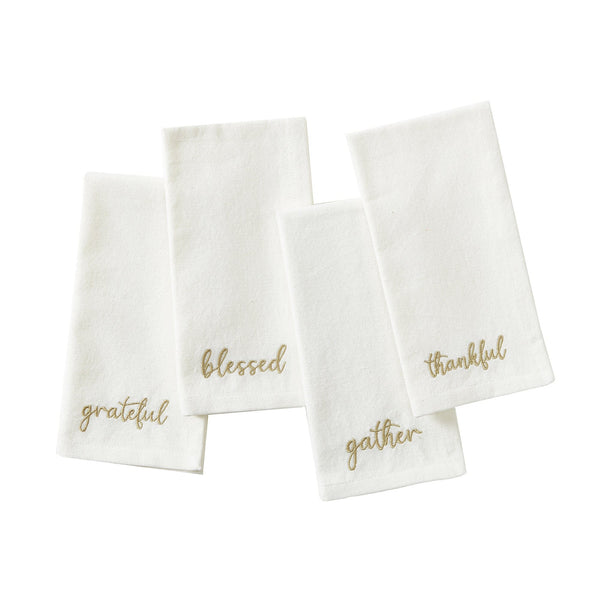 Elrene Harvest Sentiment Embroidered Napkins Set Of 4