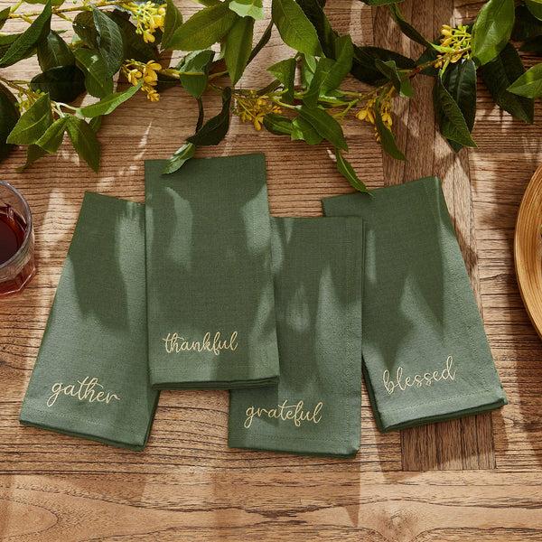 Elrene Harvest Sentiment Embroidered Napkins Set Of 4
