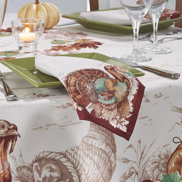 Elrene Holiday Turkey Bordered Fall Napkins Set Of 8