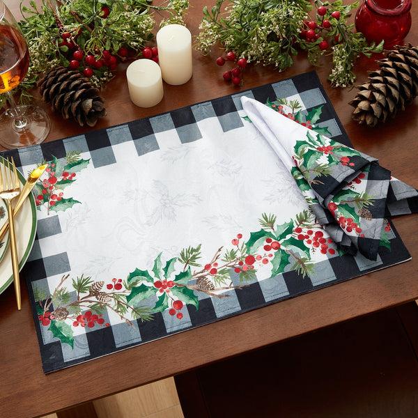 Elrene Holly Farmhouse Charm Holiday Fabric Placemats Set Of 4