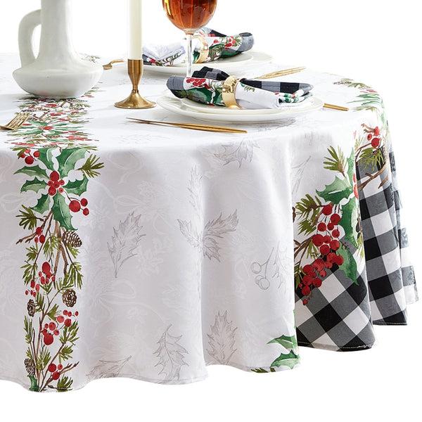 Elrene Holly Farmhouse Charm Holiday Fabric Tablecloth