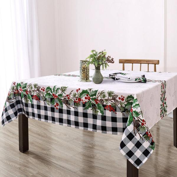 Elrene Holly Farmhouse Charm Holiday Fabric Tablecloth