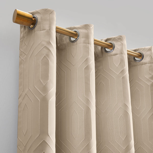 Elrene Huxley Geometric Blackout Embroidered Textured Window Curtain Panel