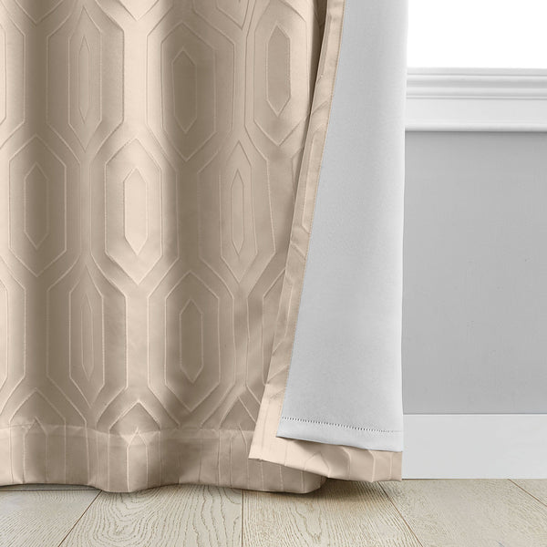 Elrene Huxley Geometric Blackout Embroidered Textured Window Curtain Panel