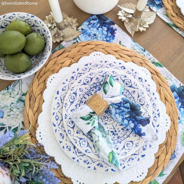 Elrene Hydrangea Bloom Floral Dinner Napkins Set Of 4