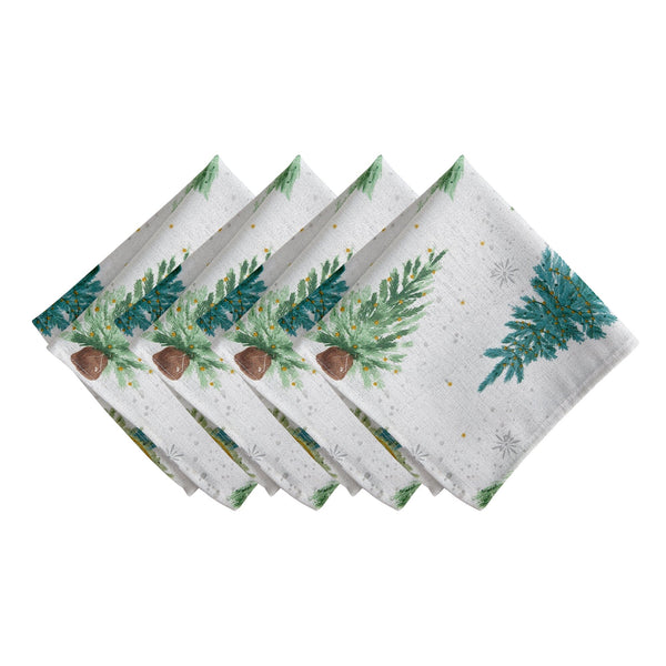 Elrene Lucina Twinkle Trees Holiday Lurex Fabric Napkins Set Of 4