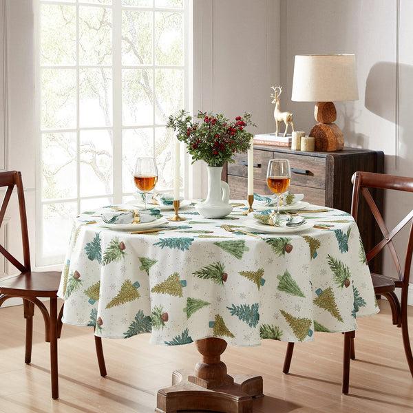 Elrene Lucina Twinkle Trees Holiday Lurex Fabric Tablecloth