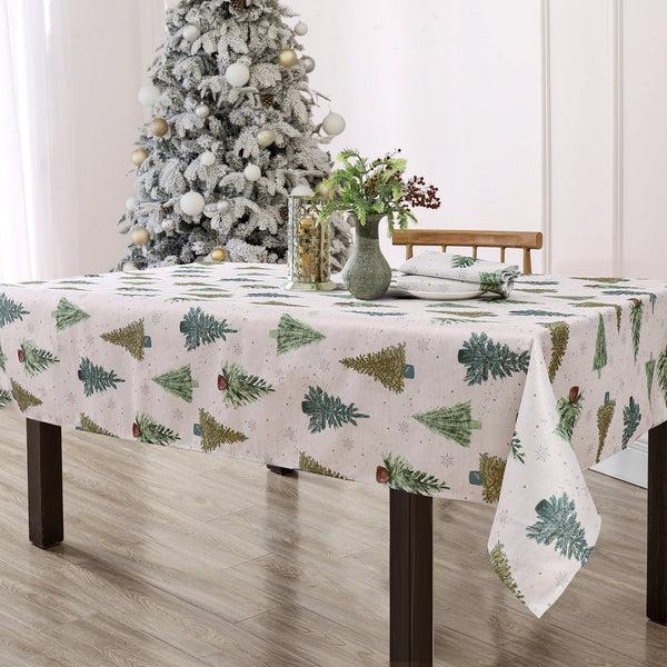 elrene Lucina Twinkle Trees Holiday Lurex Fabric Tablecloth