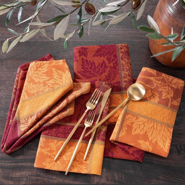 Elrene Maplewood Jacquard Harvest Cotton Napkins Set Of 8