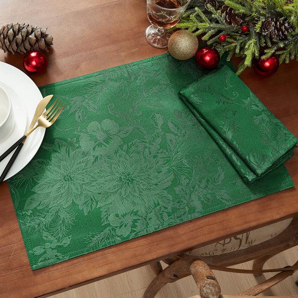 Elrene Poinsettia Elegance Jacquard Holiday Placemat Set Of 4