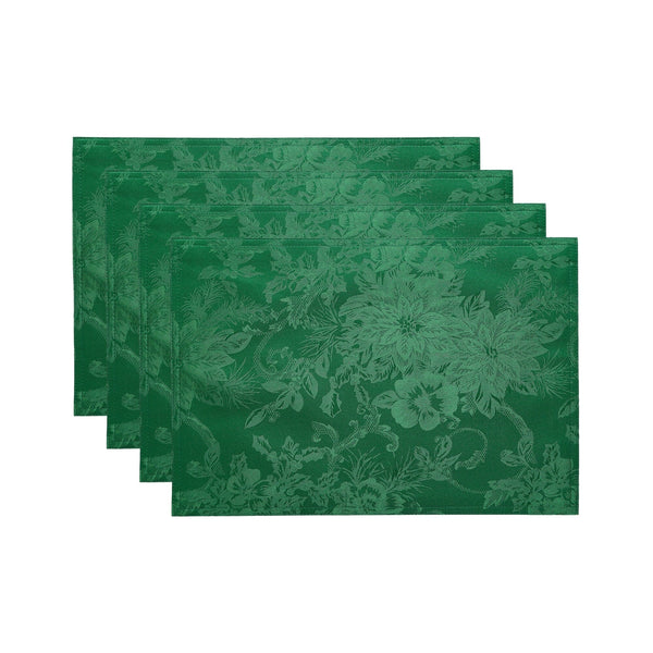 elrene Poinsettia Elegance Jacquard Holiday Placemat Set of 4