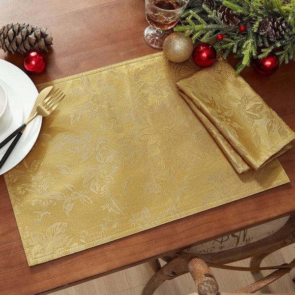 Elrene Poinsettia Elegance Jacquard Napkins Set Of 4