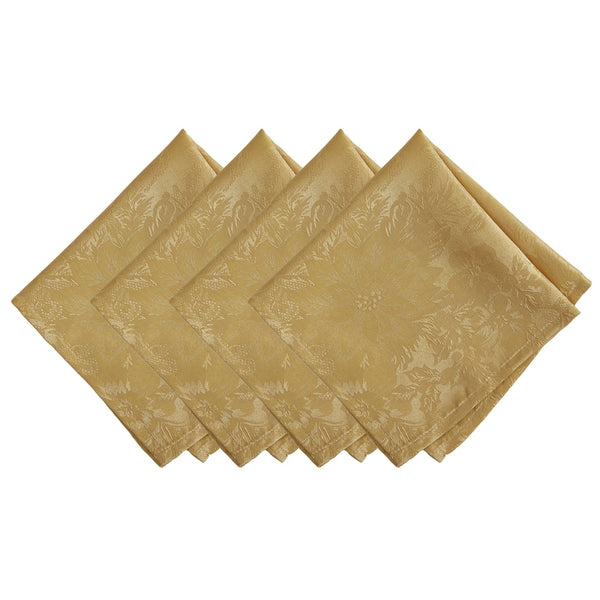 elrene Poinsettia Elegance Jacquard Napkins Set of 4