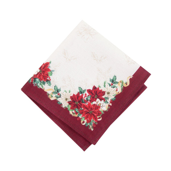 Elrene Poinsettia Garlands Engineered Napkins Set Of 4
