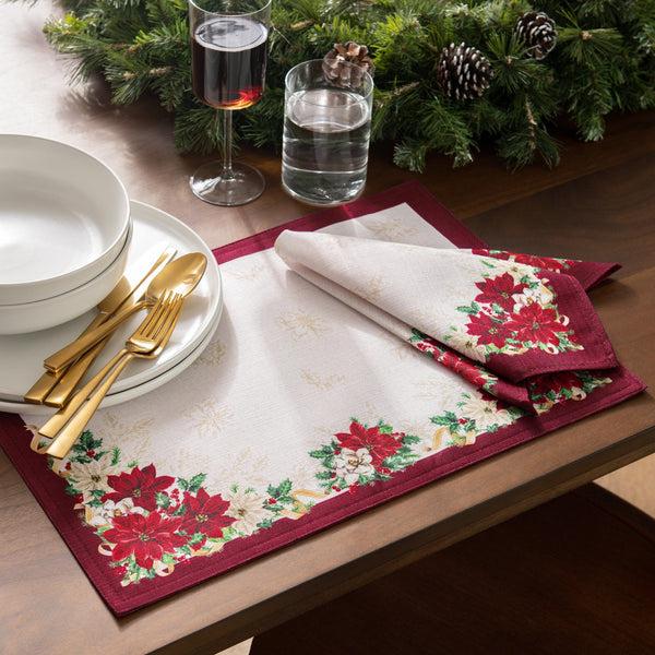 Elrene Poinsettia Garlands Engineered Placemats Set Of 4