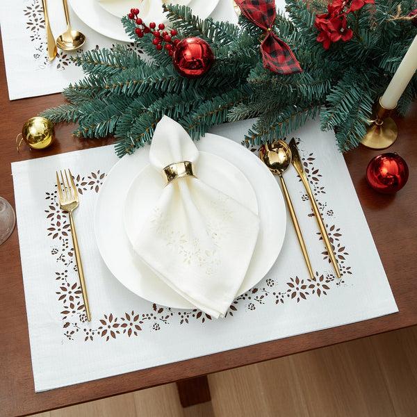 Elrene Poinsettia Noel Laser Cut Placemats Set Of 4