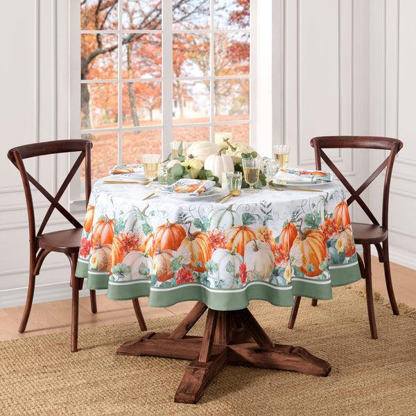 Elrene Pumpkin Harvest Vine Double Border Tablecloth