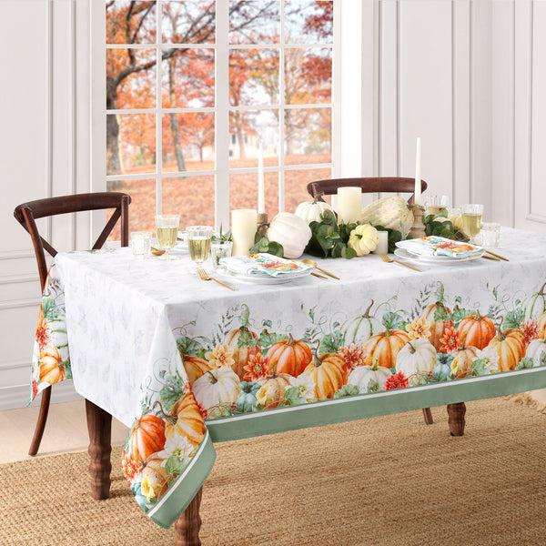 elrene Pumpkin Harvest Vine Double Border Tablecloth