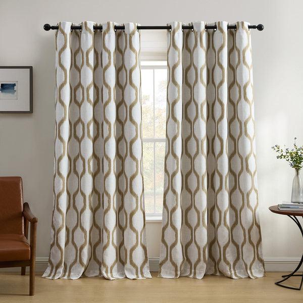 elrene Renzo Ikat Geometric Linen Room Darkening Window Curtain