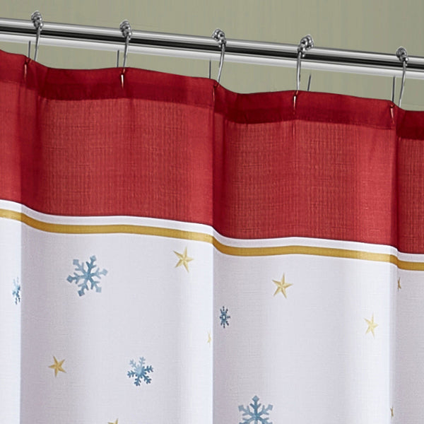 Elrene Santa’s Snowy Sleighride Holiday Fabric Shower Curtain