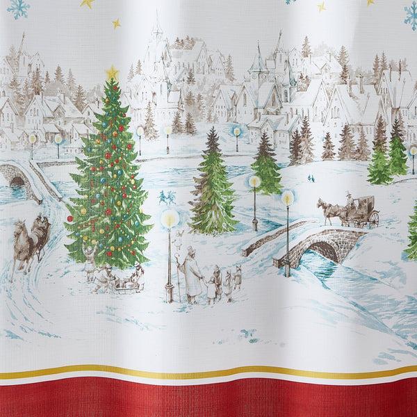 Elrene Santa’s Snowy Sleighride Holiday Fabric Shower Curtain