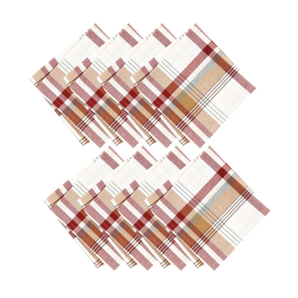 Elrene Seneca Plaid Harvest Cotton Napkins Set Of 8