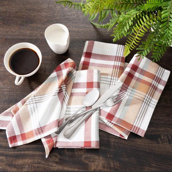 elrene Seneca Plaid Harvest Cotton Napkins Set of 8