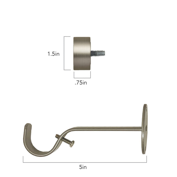 Elrene Serena 1" Window Drapery Single Curtain Rod With Contemporary Cap Finial