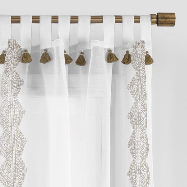 Elrene Shilo Boho Sheer Tab Top Window Curtain Panel With Tassels