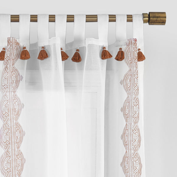 Elrene Shilo Boho Sheer Tab Top Window Curtain Panel With Tassels