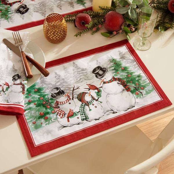 Elrene Snowman Winterland Holiday Snowflake Placemat Set Of 4